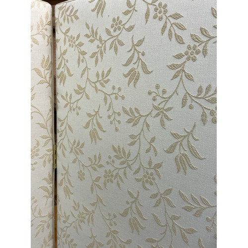 187 - CREAM THREE PANEL FLORAL EMBROIDERED ROOM DIVIDER