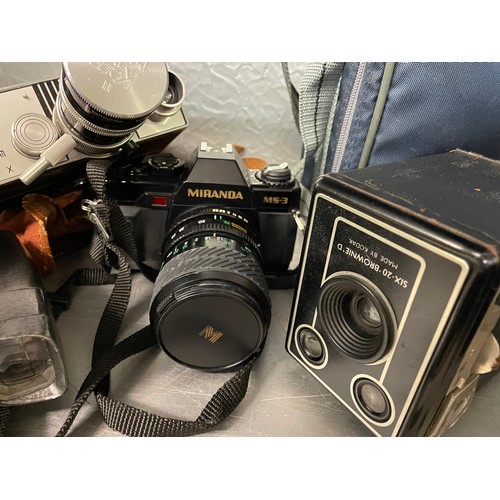 225 - MIRANDA MS-3 FILM CAMERA, BOLEX PAILLARD MOVIE CAMERAS, THE ALDIS PROJECTOR, AND TRAVEL CASES