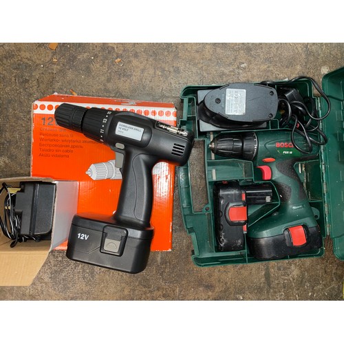 284 - CASED BOSCH PSR18 CORDLESS DRILL AND A BOXED 12V DRILL