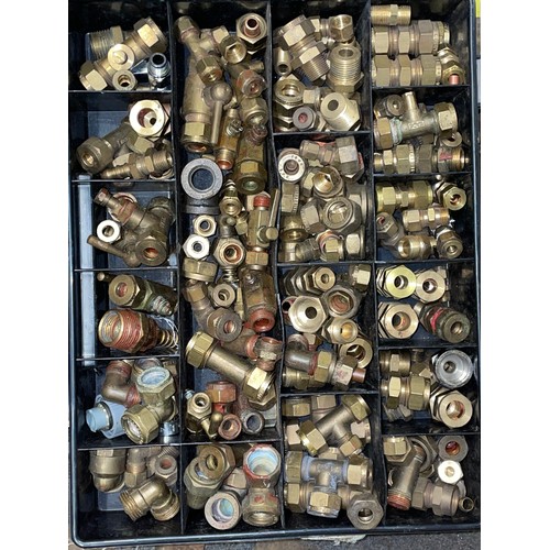 285 - DOUBLE SIDED CASE OF BRASS PLUMBING FIXTURES