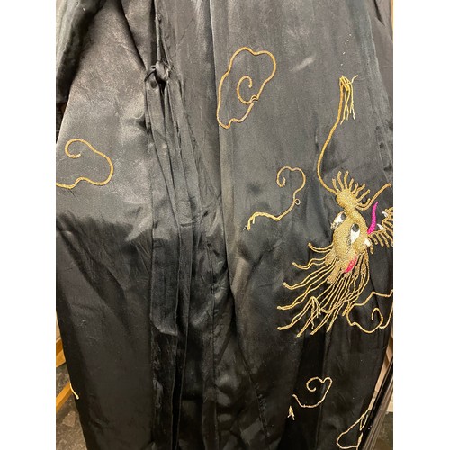 341 - BLACK EMBROIDERED GOLDEN DRAGON ROBE