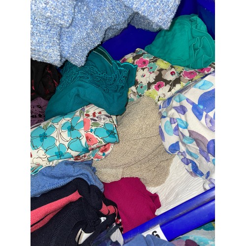 346 - TWO LARGE CRATES OF LADIES TOPS, BLOUSES AND COVER-UPS