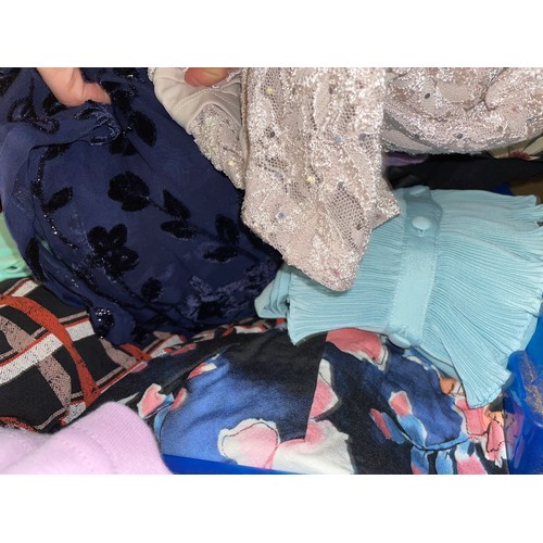 346 - TWO LARGE CRATES OF LADIES TOPS, BLOUSES AND COVER-UPS