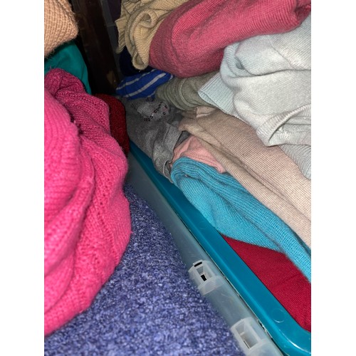 348 - TWO LARGE CRATES OF LADIES JUMPERS, CARDIGANS AND VARIOUS OTHER KNITWEAR