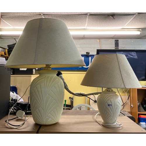 371 - TWO MATCHING ART DECO STYLED POTTERY LAMPS