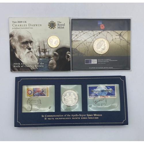 378 - 2009 200TH ANNIVERSARY OF THE BIRTH OF CHARLES DARWIN TWO POUND COIN, D DAY FIVE POUND COIN PRESENTA... 