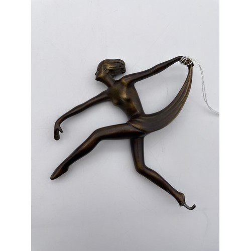 444 - ART DECO STYLE BRONZE DANCING FEMALE FIGURE, FOOT AS FOUND