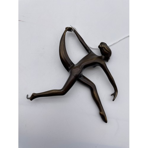 444 - ART DECO STYLE BRONZE DANCING FEMALE FIGURE, FOOT AS FOUND