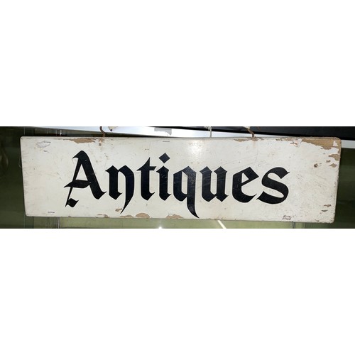 483 - WOODEN 'ANTIQUES' SIGN