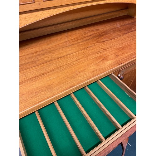 2 - LIGHT OAK LARGE DRESSER WITH GLAZED CUPBOARD TOP