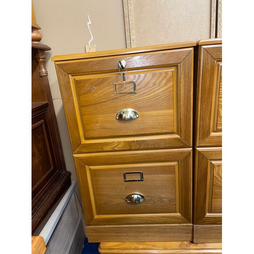 18 - PAIR OF OAK TWO DRAWER HOME FILING CABINETS