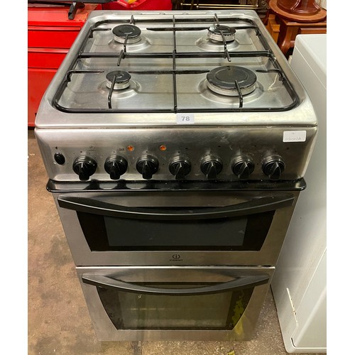 78 - STAINLESS STEEL INDESIT DOUBLE OVEN GAS COOKER