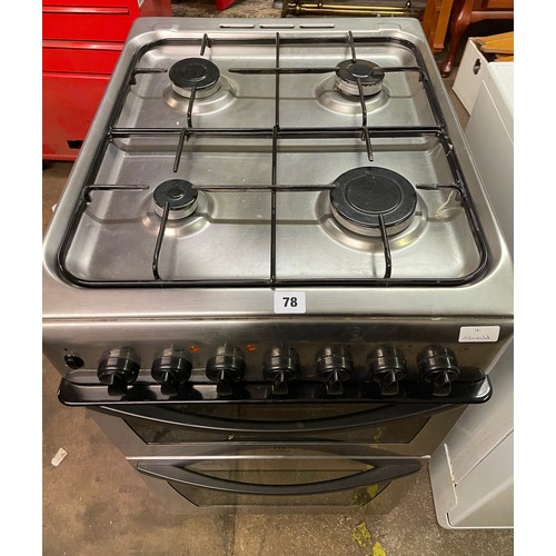 78 - STAINLESS STEEL INDESIT DOUBLE OVEN GAS COOKER