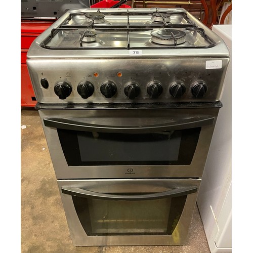 78 - STAINLESS STEEL INDESIT DOUBLE OVEN GAS COOKER