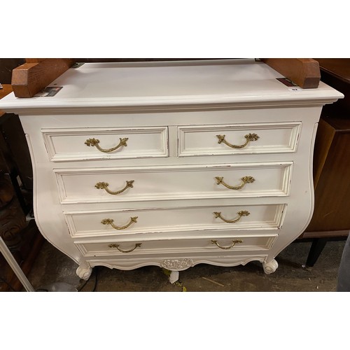 92 - WHITE PAINTED BOMBE FOUR DRAWER CHEST