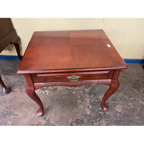 104 - REPRODUCTION WALNUT CROSS BANDED LAMP TABLE