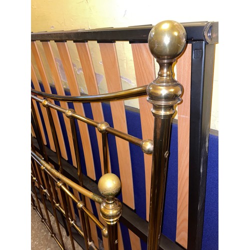 110 - BRASS VICTORIAN STYLE TUBULAR DOUBLE BEDSTEAD