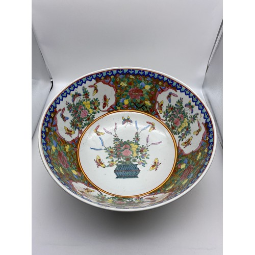 397 - LARGE CHINESE FAMILLE ROSE PUNCH BOWL