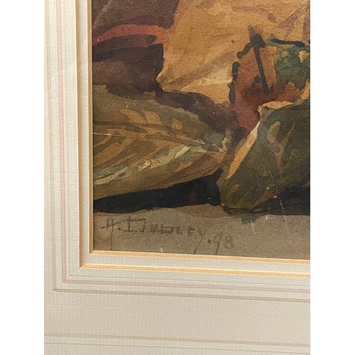 695 - A. DUDLEY 1864-1915 STILL LIFE OF ROSES SIGNED AND DATED 98 FRAMED AND GLAZED 70CM X 26CM APPROX