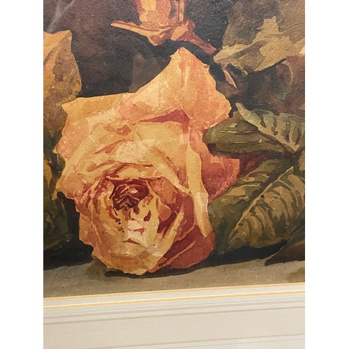 695 - A. DUDLEY 1864-1915 STILL LIFE OF ROSES SIGNED AND DATED 98 FRAMED AND GLAZED 70CM X 26CM APPROX