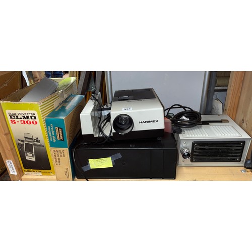 391 - ELMO S300 SLIDE PROJECTOR, CIRCULAR SLIDE MAGAZINE, HANIMEX PROJECTOR AND OTHERS