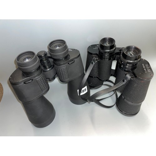 389 - PAIR OF REGENT 10X50 BINOCULARS AND PAIR OF RUBBER COATED 20X60 BINOCULARS