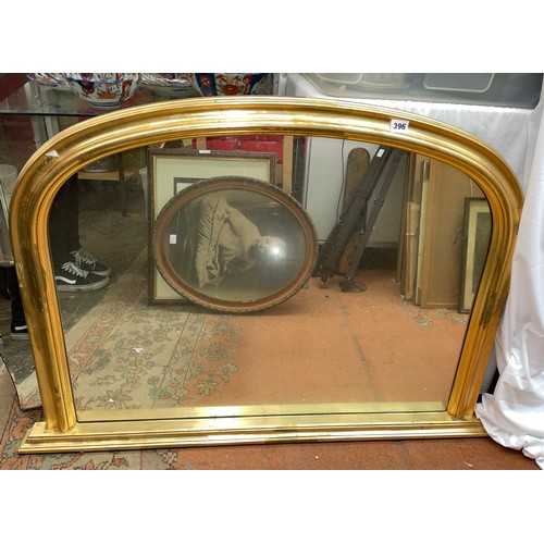 396 - GILT MOULDED FRAMED VICTORIAN STYLE OVER MANTLE MIRROR