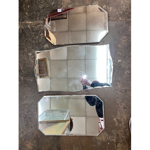 394 - THREE FRAMELESS MIRRORS