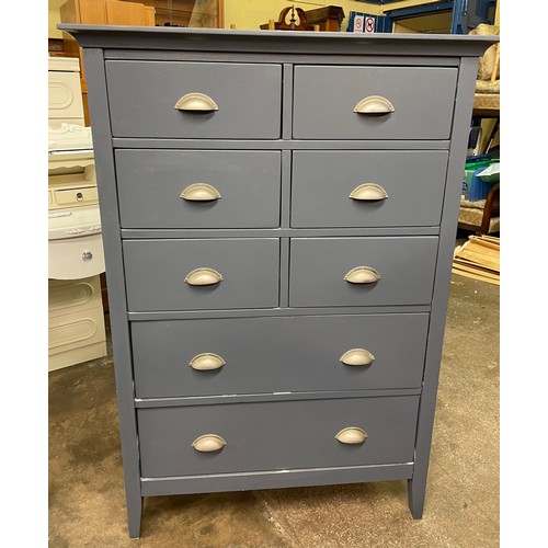 157 - BLUE PAINTED SIX OVER TWO DRAWER CHEST