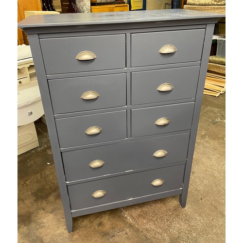 157 - BLUE PAINTED SIX OVER TWO DRAWER CHEST