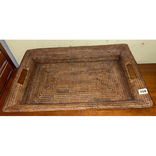 158 - RATTAN WEAVE TWIN HANDLED TRAY