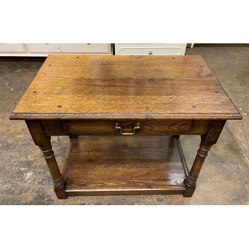 121 - GOOD QUALITY REPRODUCTION 17TH CENTURY STYLE SIDE TABLE WITH FAUX DRAWER FRONT