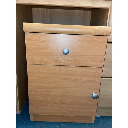 46 - BEECH EFFECT BEDSIDE CUPBOARD