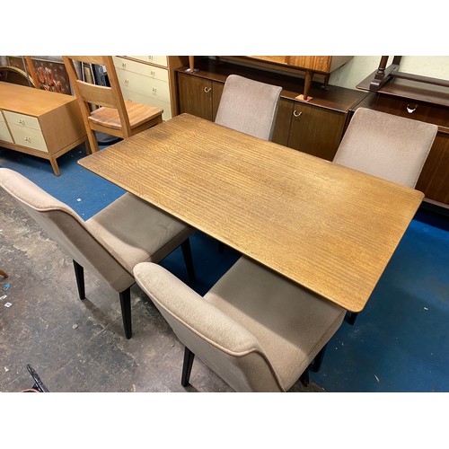 17 - MID CENTURY G PLAN E.GOMME “HELICOPTER” DINING TABLE AND FOUR UPHOLSTERED CHAIRS