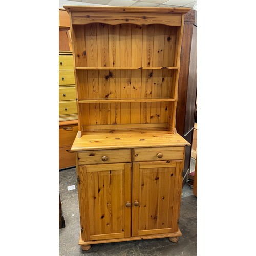 81 - PINE KITCHEN DRESSER WITH PLATE RACK