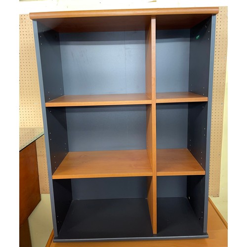 76 - CHERRYWOOD EFFECT BOW FRONTED OPEN BOOKCASE