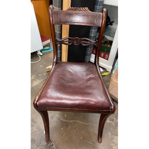 115 - REGENCY PERIOD MAHOGANY BAR BACK SABRE LEG CHAIR