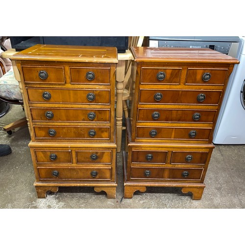 43 - PAIR OF YEW WOOD MINIATURE CHEST ON CHESTS