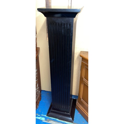 6 - EBONISED REEDED SQUARE SECTION TORCHERE STAND