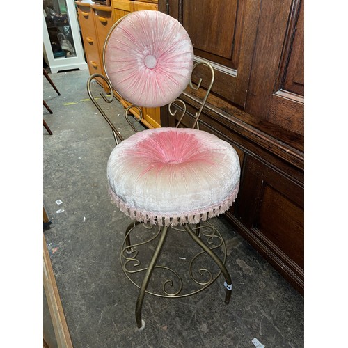 74 - 1970S PINK UPHOLSTERED CHROMIUM BOUDOIR CHAIR