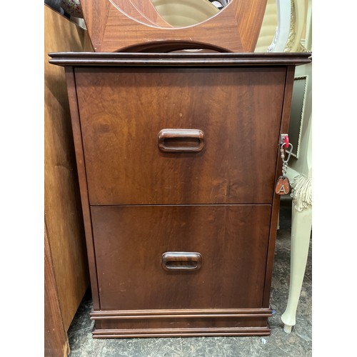 148 - DARK WALNUT TWO DRAWER SUSPENSION FILING CABINET WITH KEY