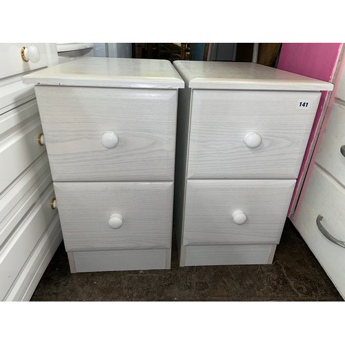 141 - PAIR OF MATCHING BLEACHED ASH TWO DRAWER BEDSIDE CHESTS