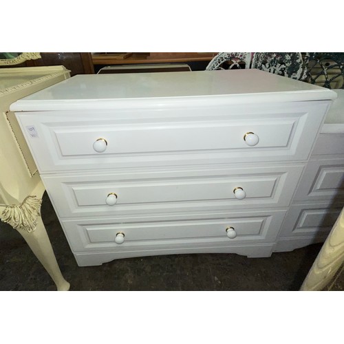 138 - WHITE GLOSS THREE DRAWER CHEST