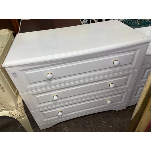 138 - WHITE GLOSS THREE DRAWER CHEST