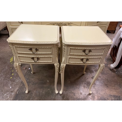 93 - PAIR OF CREAM FRENCH STYLE TABLE A NUIT