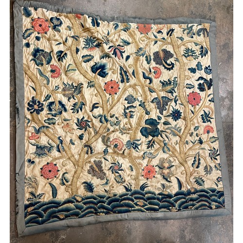 118 - PAIR OF ANTIQUE NEEDLE POINT EMBROIDERED WALL HANGINGS IN 17TH CENTURY STYLE 200CM X 200CM APPROX