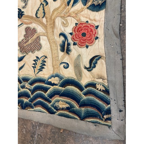 118 - PAIR OF ANTIQUE NEEDLE POINT EMBROIDERED WALL HANGINGS IN 17TH CENTURY STYLE 200CM X 200CM APPROX