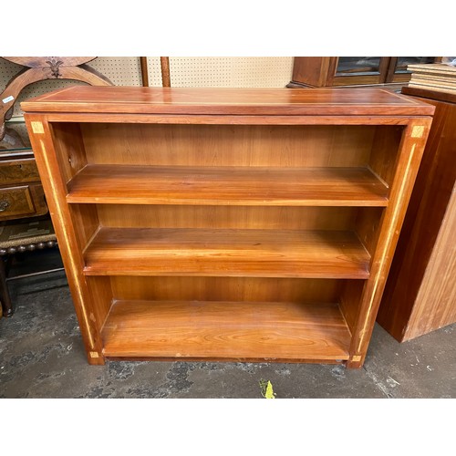 167 - HAND CRAFTED CHERRY WOOD AND INLAID DWARF BOOKCASE