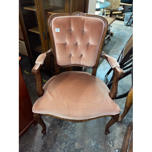 161 - REPRODUCTION FRENCH STYLE BUTTON BACK ELBOW CHAIR