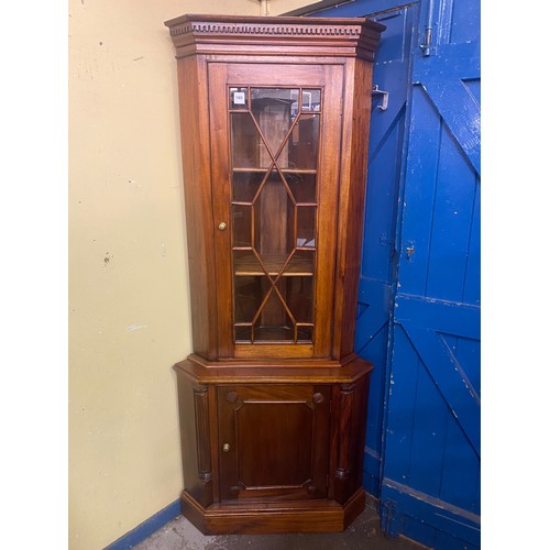 8 - REPRODUCTION MAHOGANY GEORGIAN STYLE ASTRAGAL GLAZED CORNER CABINET